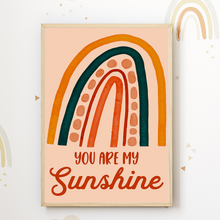 Laden Sie das Bild in den Galerie-Viewer, You are my Sunshine Bilder 3er Set DIN A4 Kinderzimmer Wandbilder Babyzimmer Poster Dekoration Sonne Regenbogen