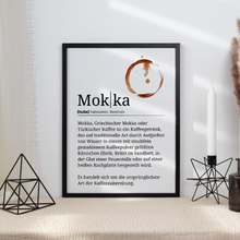 Laden Sie das Bild in den Galerie-Viewer, Mokka Poster Definition - Kaffee Wandbild Barista Küche Wanddeko