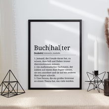 Laden Sie das Bild in den Galerie-Viewer, Buchhalter Poster Definition Kunstdruck Wandbild Geschenk