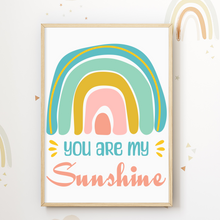 Laden Sie das Bild in den Galerie-Viewer, You are my Sunshine Bilder 3er Set DIN A4 Kinderzimmer Wandbilder Babyzimmer Poster Dekoration Sonne Regenbogen