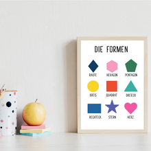 Laden Sie das Bild in den Galerie-Viewer, Kinderposter 4er Lernposter Alphabet, Formen, Zahlen & Farben Kinderzimmer Wandbilder Kinder Lernhilfe Poster