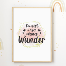 Laden Sie das Bild in den Galerie-Viewer, Du bist unser kleines Wunder Kinderzimmer Bilder 3er Set DIN A4 Wandbilder Babyzimmer Poster Dekoration - Fuchs Ballons Regenbogen