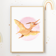 Laden Sie das Bild in den Galerie-Viewer, Dinosaurier Bilder 4er Set DIN A4 Kinderzimmer Dino Poster Babyzimmer Wandbilder Dekoration
