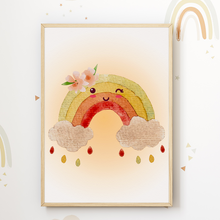 Laden Sie das Bild in den Galerie-Viewer, Mond Regenbogen Wolke Boho Bilder 3er Set DIN A4 Kinderzimmer Wandbilder Babyzimmer Poster Dekoration
