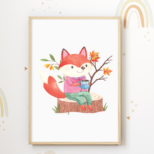 Laden Sie das Bild in den Galerie-Viewer, Waldtiere 3er Set Kinderzimmer Bilder DIN A4 Poster Babyzimmer Wandbilder Dekoration - Reh Fuchs Igel