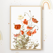 Laden Sie das Bild in den Galerie-Viewer, Regenbogen Blumen Bilder 3er Set DIN A4 Kinderzimmer Wandbilder Babyzimmer Poster Dekoration