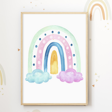 Laden Sie das Bild in den Galerie-Viewer, Bunte Schmetterlinge Regenbogen Bilder 3er Set DIN A4 Kinderzimmer Wandbilder Babyzimmer Poster Dekoration