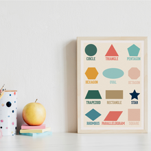 Laden Sie das Bild in den Galerie-Viewer, Englisch Kinderposter 4er Set ABC, Wochentage, Zahlen & Formen Lernposter Kinderzimmer Wandbilder Alphabet Lernhilfe