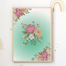 Laden Sie das Bild in den Galerie-Viewer, Waldtiere Blumen Bär Reh Bilder 4er Set DIN A4 Kinderzimmer Wandbilder Babyzimmer Poster Dekoration