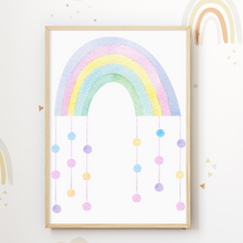 Laden Sie das Bild in den Galerie-Viewer, Regenbogen Einhorn Bilder 3er Set DIN A4 Kinderzimmer Wandbilder Babyzimmer Poster Dekoration