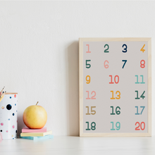 Laden Sie das Bild in den Galerie-Viewer, ABC Kinderposter 2er Set Alphabet Lernposter Buchstaben & Zahlen | Kinderzimmer Wandbilder Kindergarten Grundschule Lernhilfe für Kinder