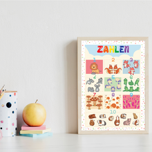 Laden Sie das Bild in den Galerie-Viewer, Kinderposter 6er Set Alphabet, Farben, Körper, Zahlen, Gefühle, Monate Lernposter Kinderzimmer Wandbilder ABC Lernhilfe