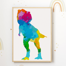 Laden Sie das Bild in den Galerie-Viewer, Trex bunte Dinosaurier Bilder 3er Set DIN A4 Kinderzimmer Wandbilder Babyzimmer Poster Dekoration