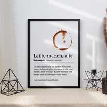 Laden Sie das Bild in den Galerie-Viewer, Latte Macchiato Poster Definition - Kaffee Wandbild Barista Küche Wanddeko