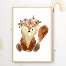 Laden Sie das Bild in den Galerie-Viewer, Wald Safari Tiere Bär Bieber Löwe 3er Set Kinderzimmer Bilder DIN A4 Wandbilder Deko Babyzimmer Poster