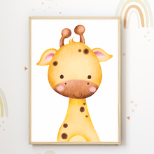Laden Sie das Bild in den Galerie-Viewer, Löwe Giraffe Tiger Safari Tiere 3er Set Kinderzimmer Bilder DIN A4 Wandbilder Deko Babyzimmer Poster