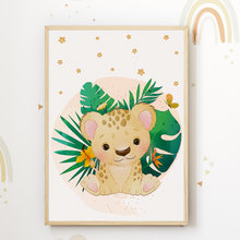 Laden Sie das Bild in den Galerie-Viewer, Süße Tiere Fuchs Tiger Reh Bilder 3er Set DIN A4 Kinderzimmer Wandbilder Babyzimmer Poster Dekoration