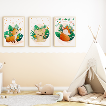 Laden Sie das Bild in den Galerie-Viewer, Süße Tiere Fuchs Tiger Reh Bilder 3er Set DIN A4 Kinderzimmer Wandbilder Babyzimmer Poster Dekoration
