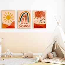 Laden Sie das Bild in den Galerie-Viewer, You are my Sunshine Bilder 3er Set DIN A4 Kinderzimmer Wandbilder Babyzimmer Poster Dekoration Sonne Regenbogen