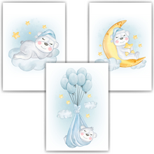 Laden Sie das Bild in den Galerie-Viewer, 3er Set Poster Bär Bilder für Kinderzimmer Babyzimmer Deko Kinderposter Babyparty