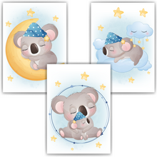 Laden Sie das Bild in den Galerie-Viewer, 3er Set Poster für Kinderzimmer Bilder Babyzimmer Babyparty Kinderposter Koala Mama