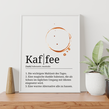 Laden Sie das Bild in den Galerie-Viewer, Kaffee Poster Definition - Kaffee Wandbild Barista Küche Wanddeko
