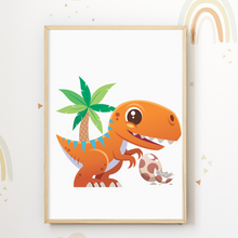 Laden Sie das Bild in den Galerie-Viewer, Dinosaurier 3er Set Kinderzimmer Bilder DIN A4 Poster Babyzimmer Wandbilder Dekoration