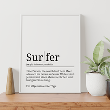 Laden Sie das Bild in den Galerie-Viewer, Surfer Poster Definition Kunstdruck Wandbild Geschenk