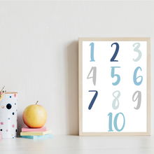 Laden Sie das Bild in den Galerie-Viewer, Alphabet & Zahlen Kinderposter 3er Set ABC Lernposter | Kinderzimmer Wandbilder Kindergarten Grundschule Kinder Lernhilfe Poster