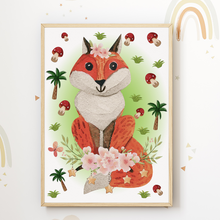 Laden Sie das Bild in den Galerie-Viewer, Waldtiere Waschbär Reh Fuchs Bilder 3er Set DIN A4 Kinderzimmer Wandbilder Babyzimmer Poster Dekoration