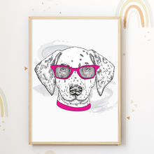 Laden Sie das Bild in den Galerie-Viewer, Giraffe Panda Dalmatiner Sonnenbrille Bilder 3er Set DIN A4 Kinderzimmer Wandbilder Babyzimmer Poster Dekoration