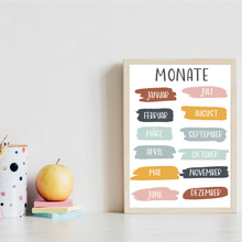 Laden Sie das Bild in den Galerie-Viewer, Kinderposter 4er Set ABC, Zahlen, Monate & Tage Lernposter Alphabet | Kinderzimmer Wandbilder Kindergarten Grundschule Kinder Lernhilfe Poster
