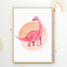 Laden Sie das Bild in den Galerie-Viewer, Dinosaurier Bilder 4er Set DIN A4 Kinderzimmer Dino Poster Babyzimmer Wandbilder Dekoration
