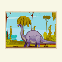 Laden Sie das Bild in den Galerie-Viewer, Dinosaurier Bilder 4er Set DIN A4 Dino Kinderzimmer Wandbilder Babyzimmer Poster Dekoration
