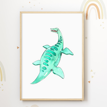 Laden Sie das Bild in den Galerie-Viewer, Dinosaurier Bilder 4er Set DIN A4 Kinderzimmer Poster Dino Babyzimmer Wandbilder Dekoration
