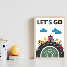 Laden Sie das Bild in den Galerie-Viewer, Kinderposter 6er Set ABC Auto Fahrzeuge Lernposter Alphabet | Kinderzimmer Wandbilder Kindergarten Grundschule Lernhilfe für Kinder