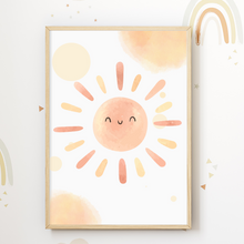Laden Sie das Bild in den Galerie-Viewer, Sonne Wolke Blumen Regenbogen 4er Set DIN A4 Kinderzimmer Wandbilder Babyzimmer Poster Dekoration
