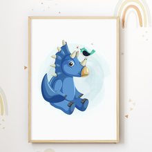 Laden Sie das Bild in den Galerie-Viewer, Dinosaurier Bilder 4er Set DIN A4 Kinderzimmer Wandbilder Babyzimmer Poster Dekoration
