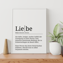 Laden Sie das Bild in den Galerie-Viewer, Liebe Poster Definition - Jahrestag Valentinstag Liebesposter Geschenk