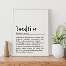 Laden Sie das Bild in den Galerie-Viewer, bestie Poster Definition - Beste Freundin Geschenk Freundinnen Wandbild