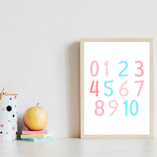 Laden Sie das Bild in den Galerie-Viewer, ABC Kinderposter 3er Set Lernposter Regenbogen Alphabet & Zahlen | Kinderzimmer Wandbilder Einschulung Kindergarten Grundschule Lernhilfe für Kinder