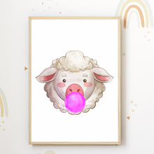 Laden Sie das Bild in den Galerie-Viewer, Bauerhof Tiere Küken Schwein Schaf Esel 4er Set Kinderzimmer Bilder DIN A4 Wandbilder Deko Babyzimmer Poster