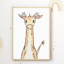 Laden Sie das Bild in den Galerie-Viewer, Safari Tiere 3er Set Kinderzimmer Bilder DIN A4 Poster Babyzimmer Wandbilder Dekoration - Löwe Affe Giraffe