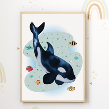 Laden Sie das Bild in den Galerie-Viewer, Meerestiere Seepferdchen Wal Delfin Bilder 6er Set DIN A4 Kinderzimmer Wandbilder Babyzimmer Poster Dekoration