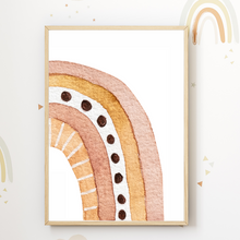 Laden Sie das Bild in den Galerie-Viewer, Boho Regenbogen Indianer Feder 3er Set Kinderzimmer Bilder DIN A4 Wandbilder Deko Babyzimmer Poster