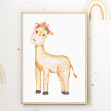 Laden Sie das Bild in den Galerie-Viewer, Süße Tiere 3er Set Kinderzimmer Bilder DIN A4 Poster Babyzimmer Wandbilder Dekoration - Löwe Elefant Giraffe