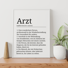 Laden Sie das Bild in den Galerie-Viewer, Arzt Poster Definition Kunstdruck Wandbild Geschenk