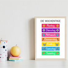 Laden Sie das Bild in den Galerie-Viewer, Kinderposter 4er Lernposter Jahreszeiten, Wetter, Wochentage & Monate Kinderzimmer Wandbilder Lernhilfe