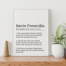 Laden Sie das Bild in den Galerie-Viewer, Beste Freundin Poster Definition - Besties Freundinnen Geschenk Wandbild