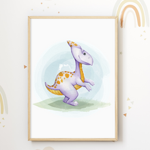 Laden Sie das Bild in den Galerie-Viewer, Dinosaurier Bilder 6er Set DIN A4 Kinderzimmer Wandbilder Babyzimmer Poster Dekoration
